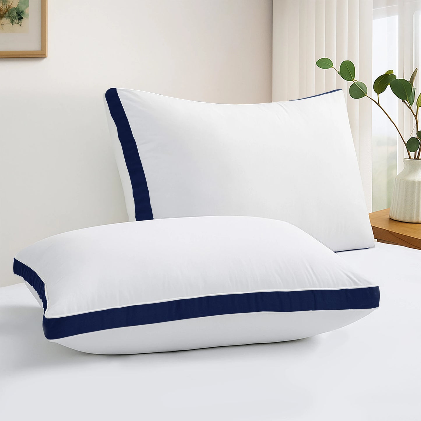 Gusseted Down Alternative Bed Pillows Set of 2 for Sleepers