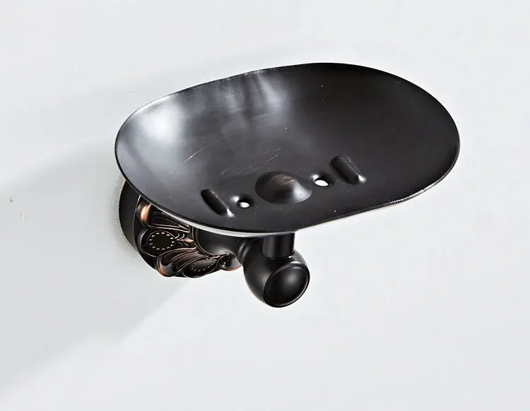Antique Brass Wall Mounted Soap Dish Holder With Brushed Black Finish