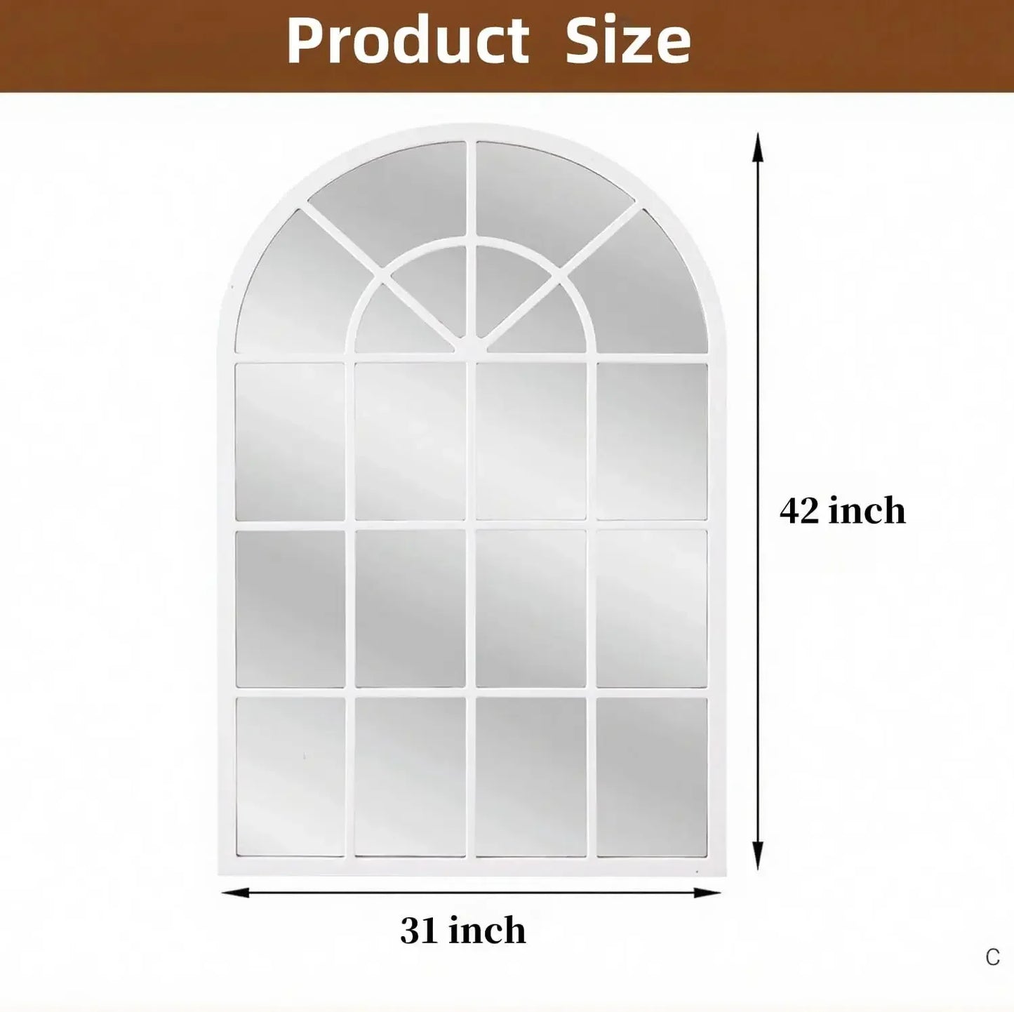 Arched Wall Mirror With Iron Frame For Entryway And Vanity