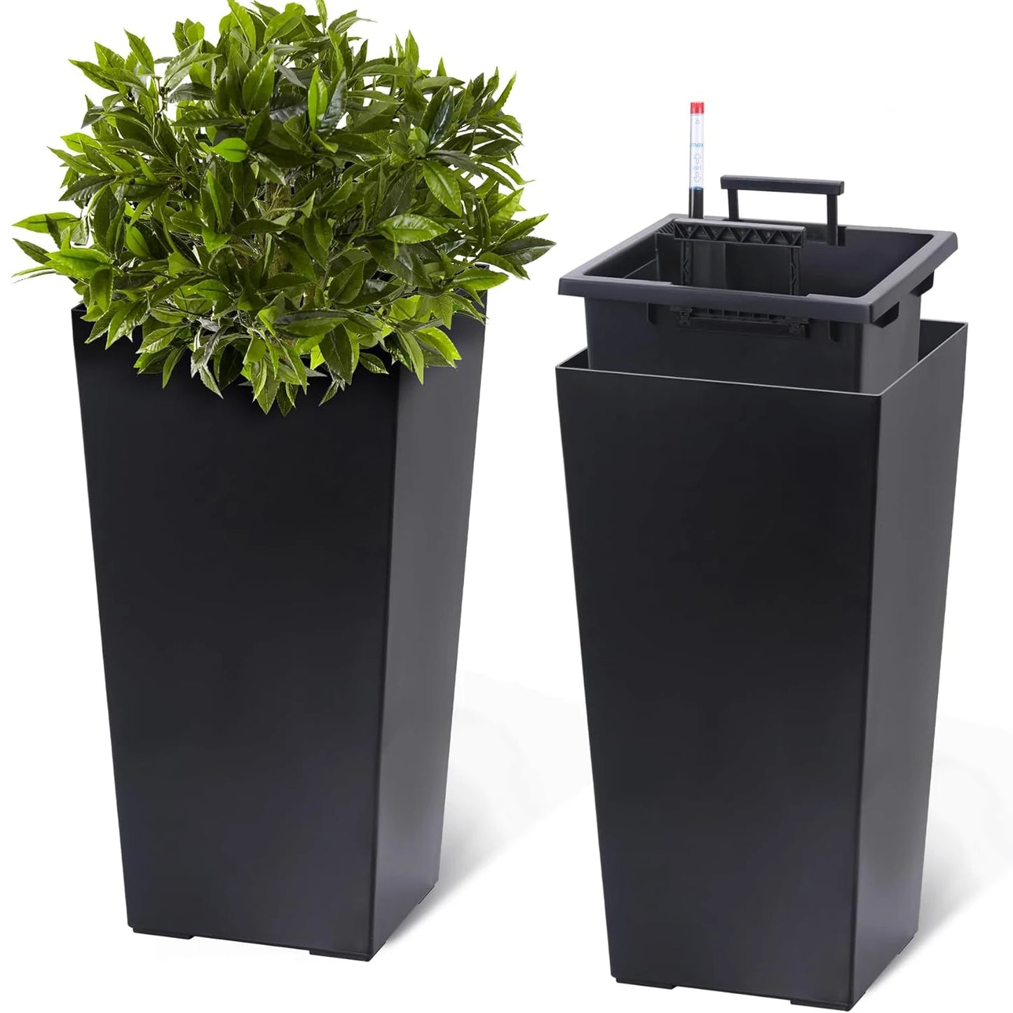 HobbyLane Taper Planter With Shelf Insert For Indoor Outdoor