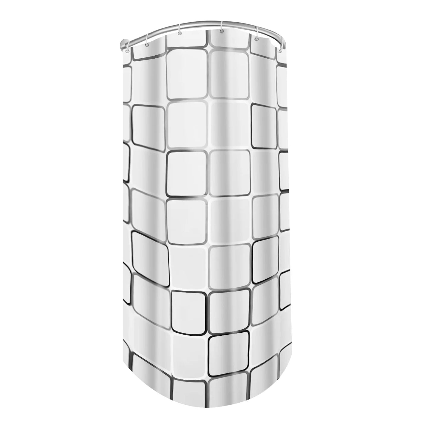 Stainless Steel No-Drill L-Shape Shower Curtain Rod With Curtain