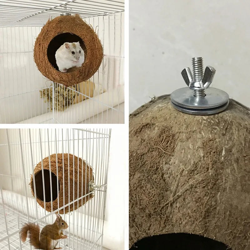 NONECN Coconut Shell Bird Nest Hideaway For Parrots And Budgies