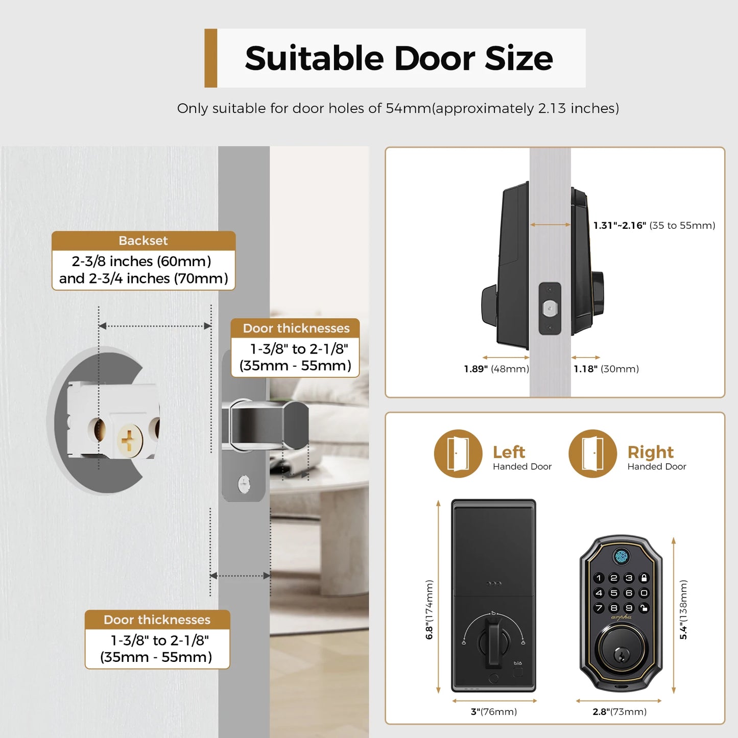 Arpha D280 Keyless Entry Smart Lock With Fingerprint Keypad