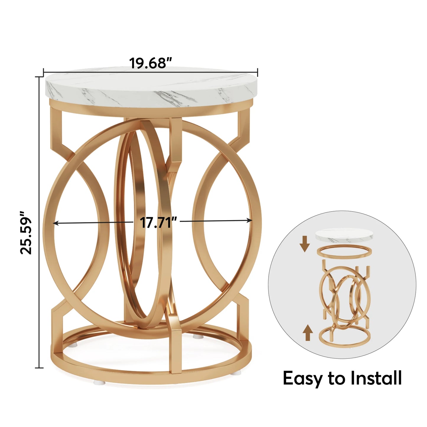 Tribesigns Modern Round End Table With Thick Wood Top O Shaped Base