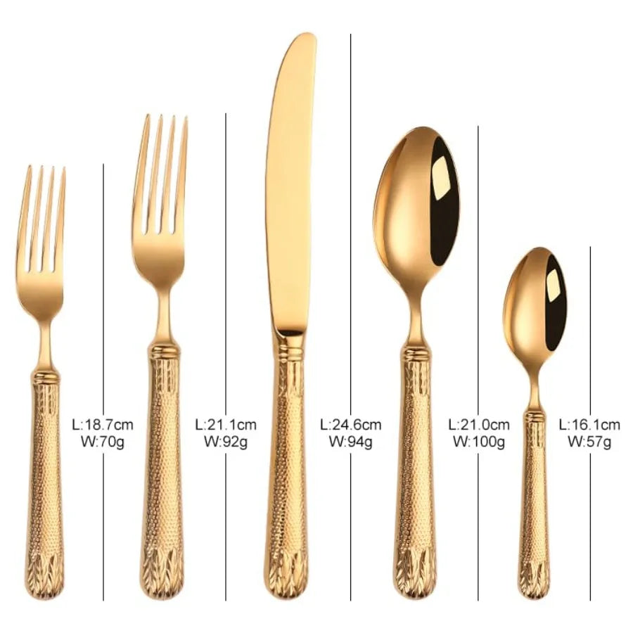 MDNG Gold Plated Flatware Set For Four Stainless Steel
