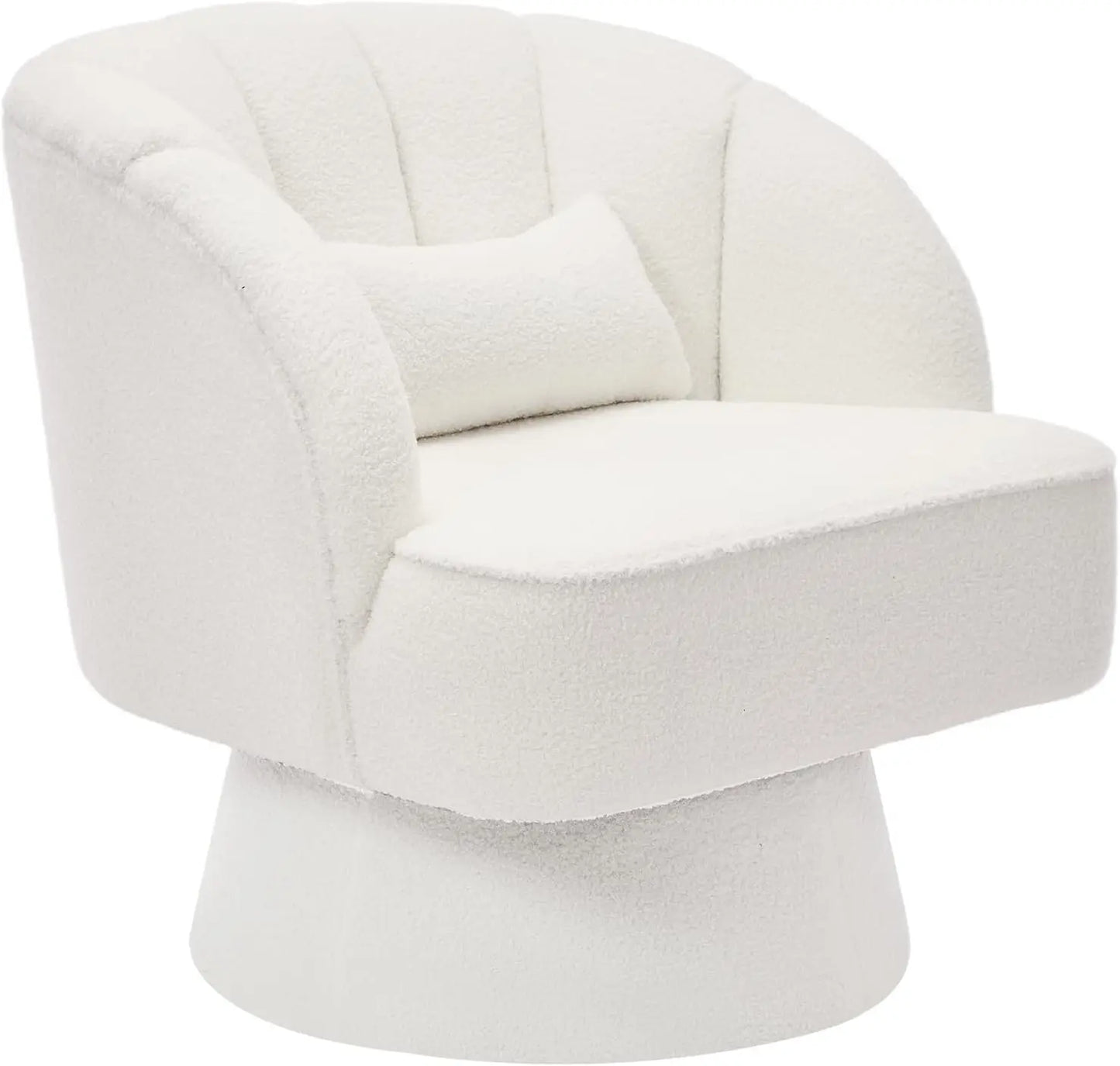 HiMISS Velvet Swivel Barrel Chair With Plush Padding Striped Backrest