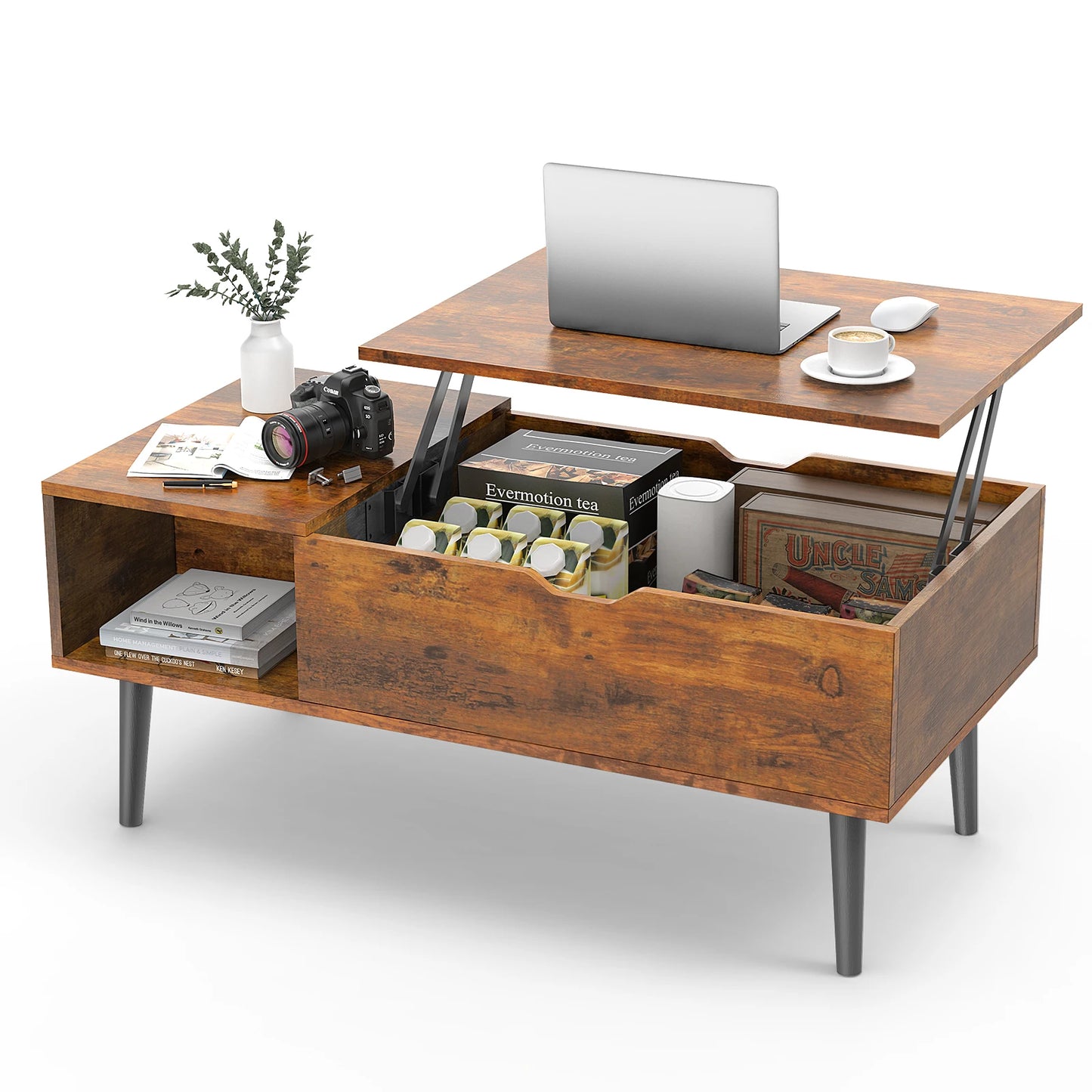 JHK Lift Top Coffee Table with Storage and Easy Lift