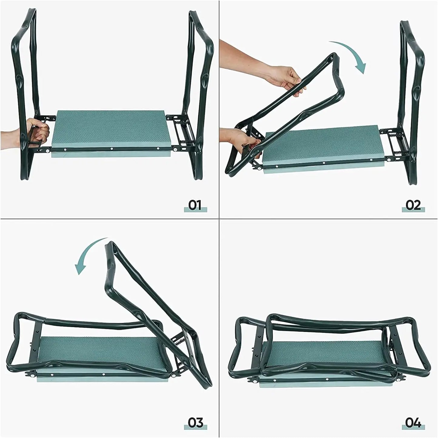 Garden Kneeler And Seat Folding Bench With Foam Kneeling Pad