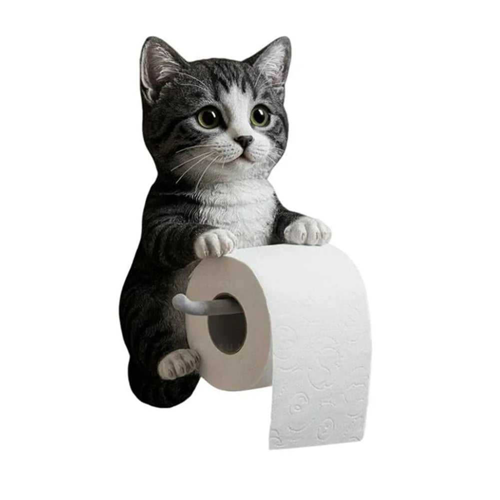 Shunmaii Cat Paper Holder Wall Mount Resin Toilet Roll Rack