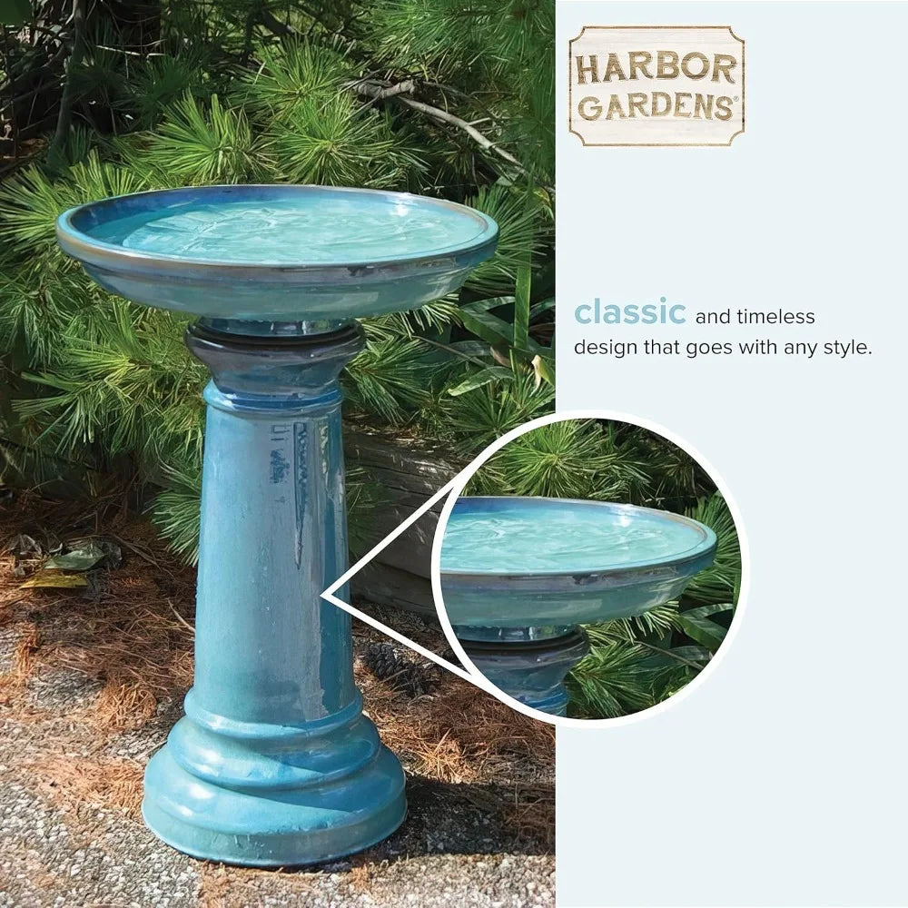 Ceramic Bird Bath For Outdoors Durable Garden Water Feature