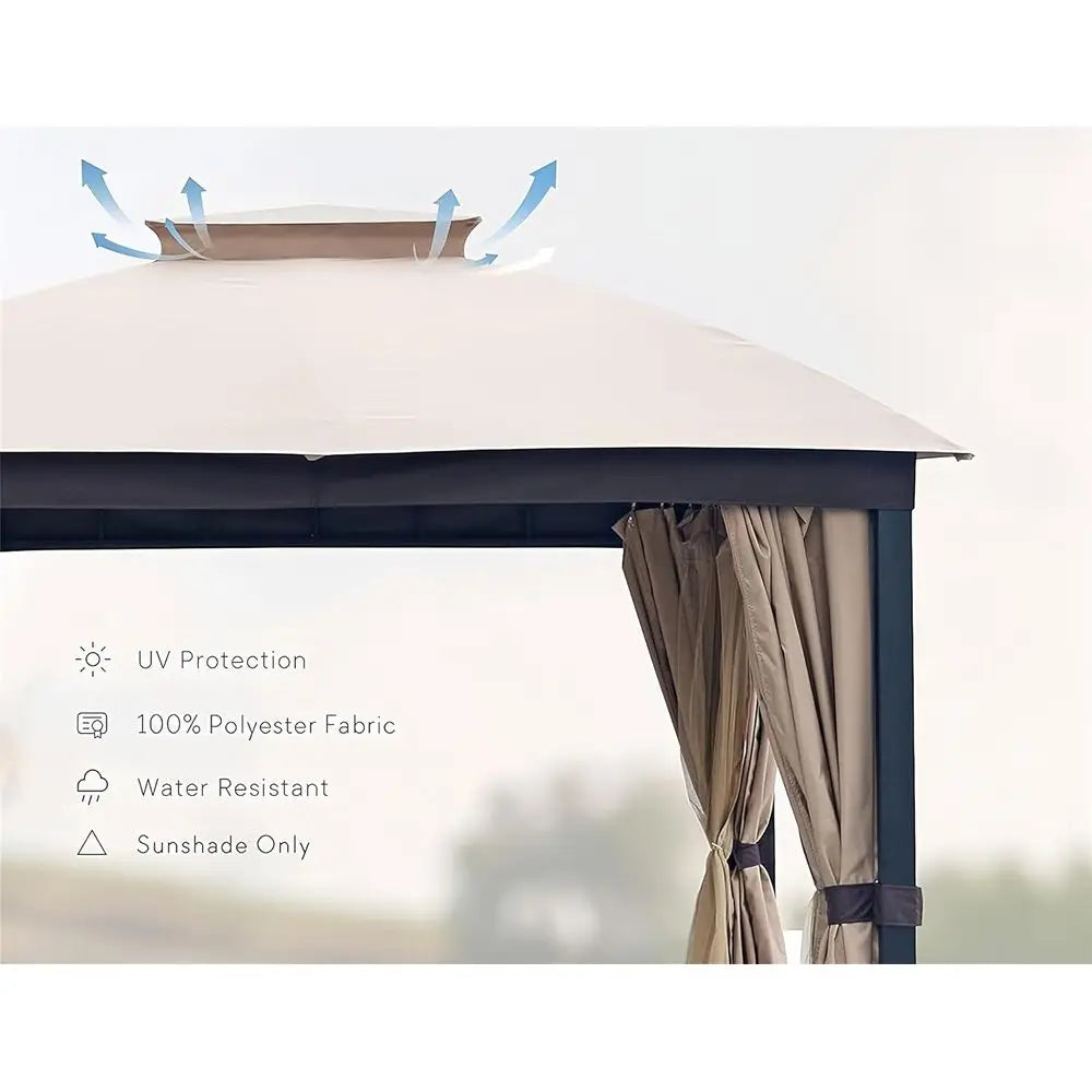 Patio Gazebo Heavy Duty Outdoor Shelter With Privacy Curtains