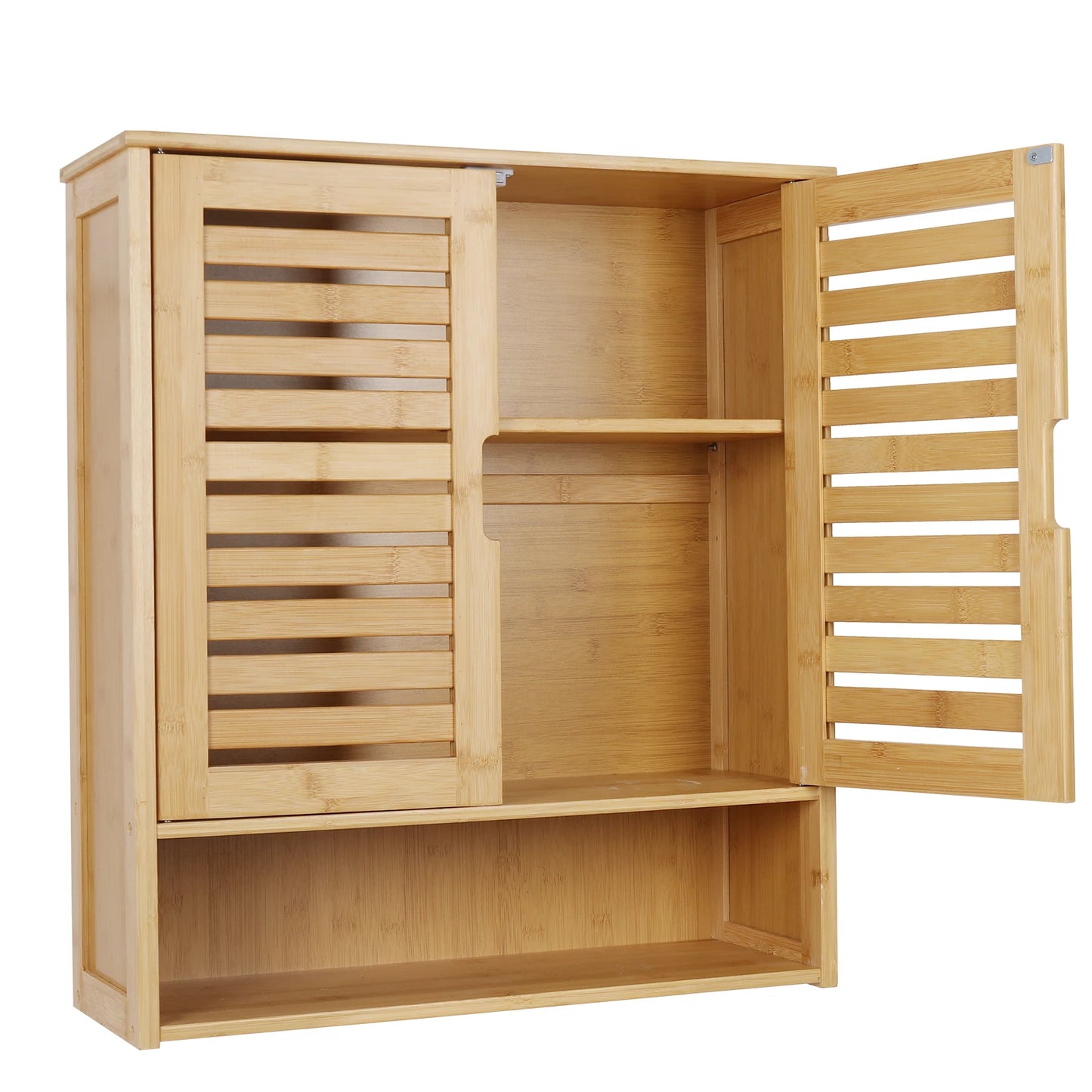 Wisfor Wall Mounted Bamboo Bathroom Cabinet Storage Shelf Medicine Cupboard