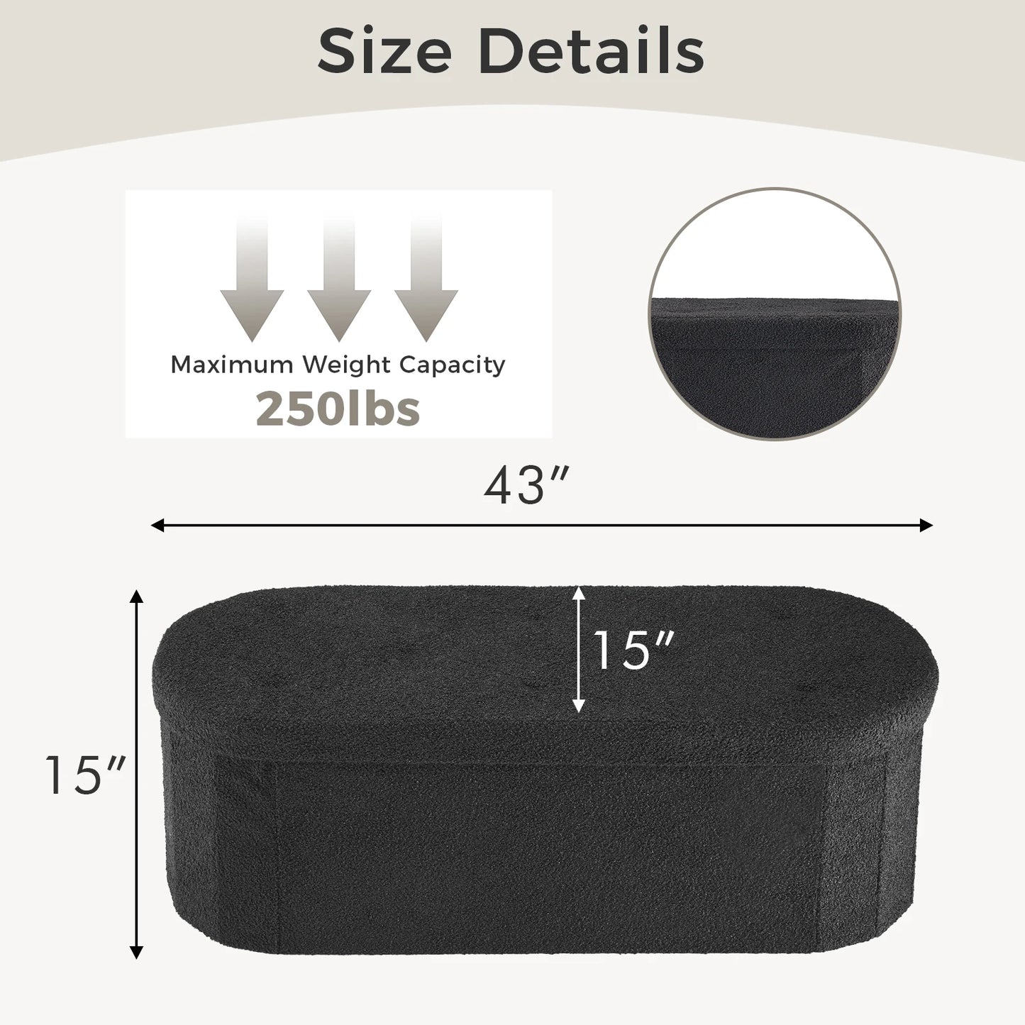 JHK Folding Storage Ottoman Bench With Cushion And Lid