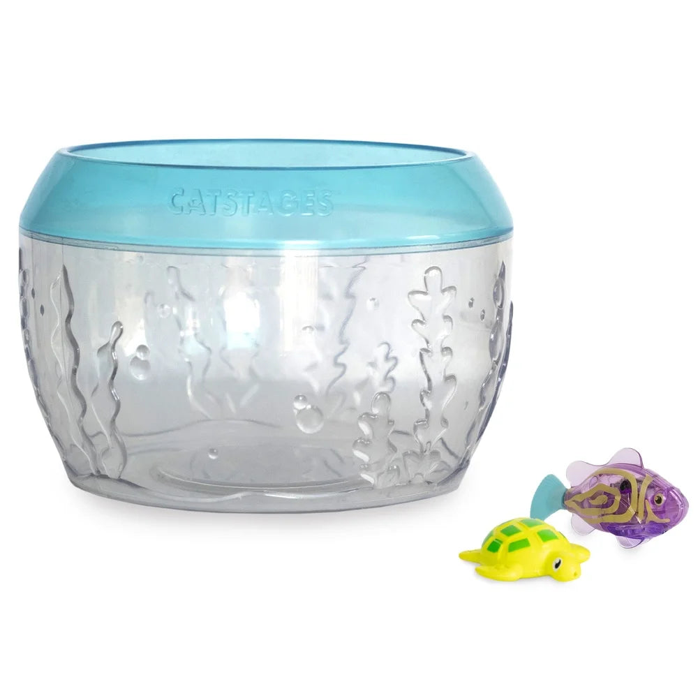 Interactive Cats Fish Bowl Toy With Swimming Electronic Fish Turtle