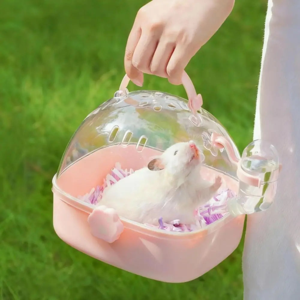Portable Hamster Carrier Cage With Water Bottle For Small Animals