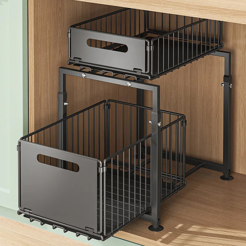 AEHOME 2 Tier Slide Out Cabinet Organizer Heavy Duty Storage