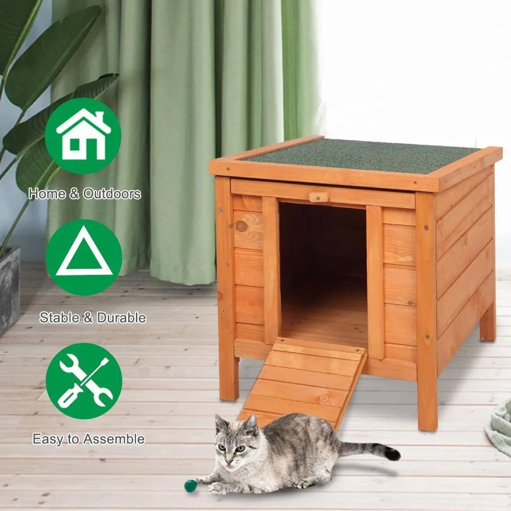 Weatherproof Outdoor Wooden Bunny Hutch for Small Pets