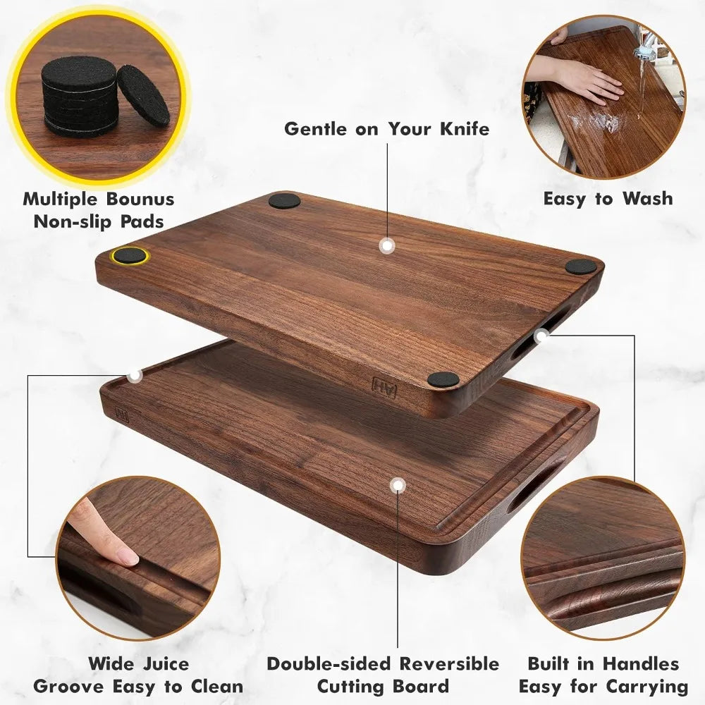 AZRHOM Walnut Wood Cutting Board Deep Juice Groove