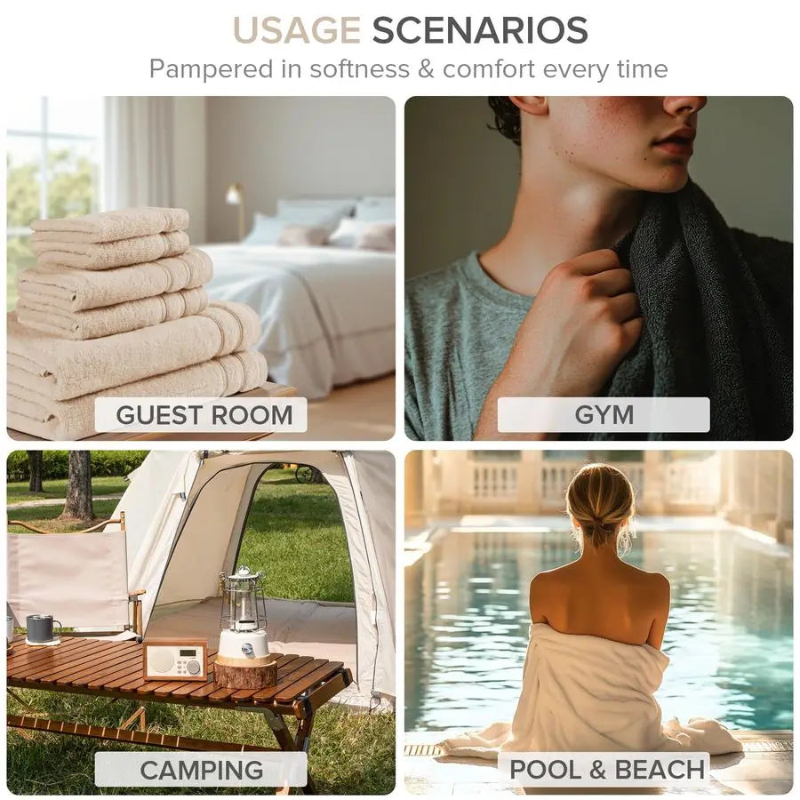 Luxury 100 Percent Cotton Bath Towel Set Quick Dry Soft