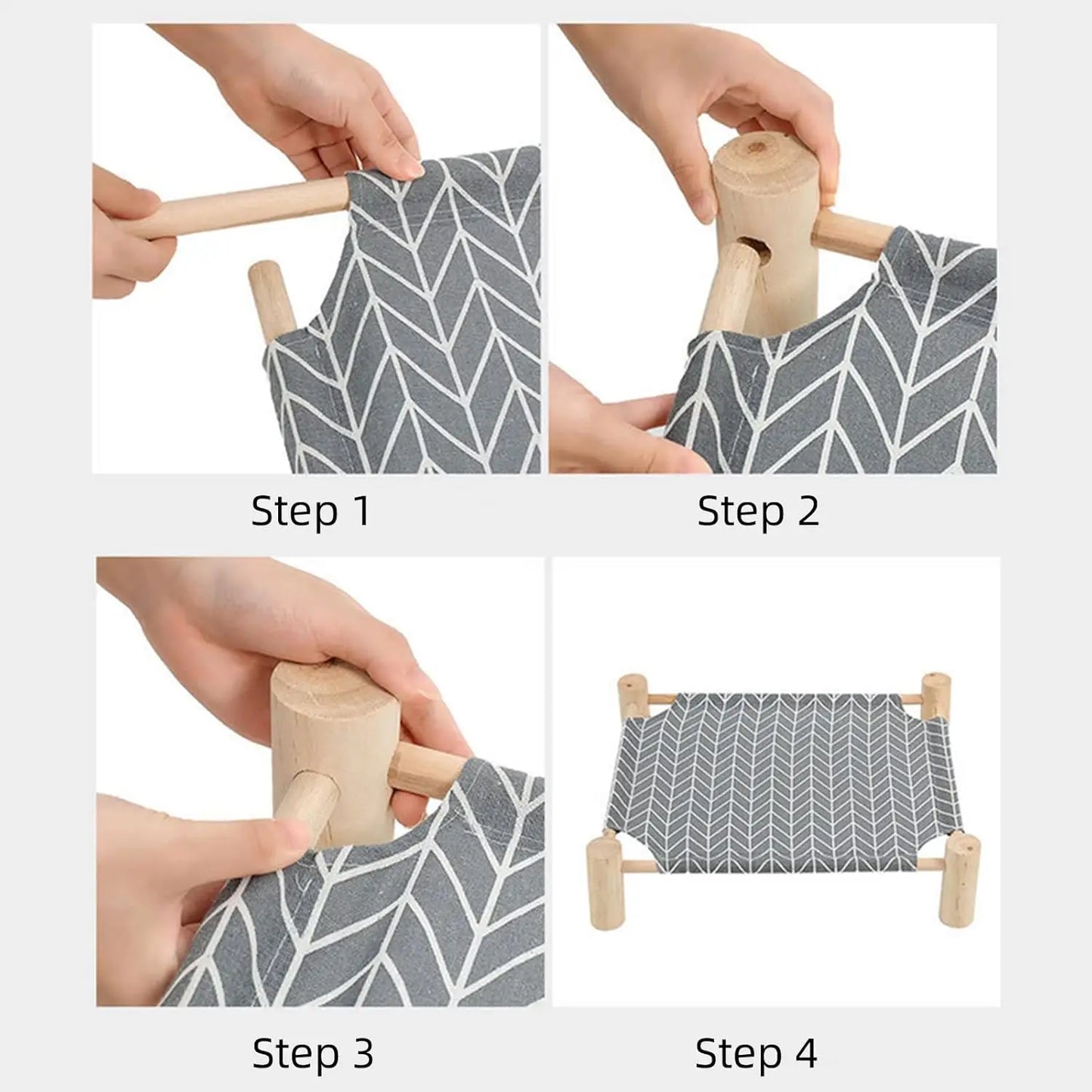 Elevated Pet Bed for Dogs and Cats with Wood Frame
