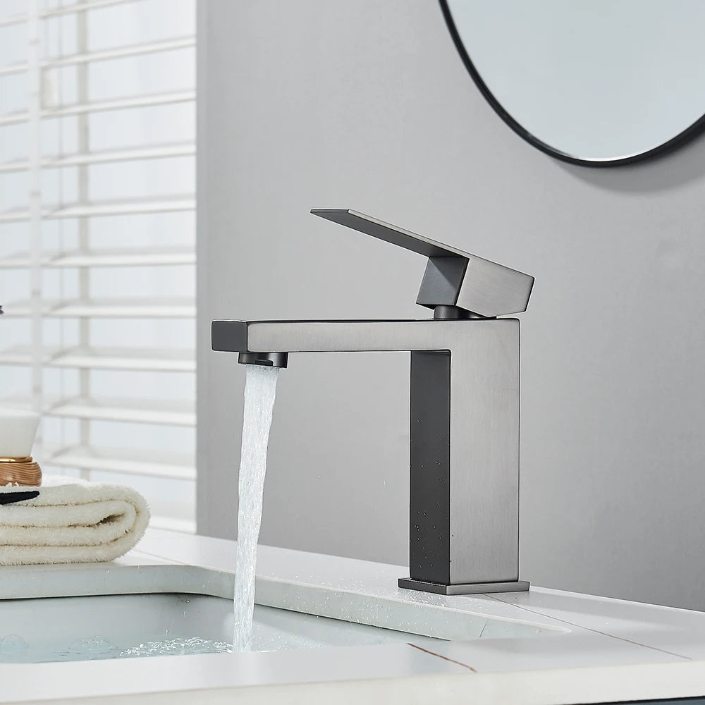 Onyzpily Deck Mounted Basin Faucet Stainless Steel Hot And Cold Water Mixer