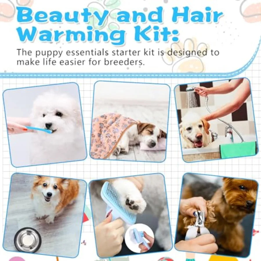 65 Piece Puppy Supplies Starter Kit With Leash Toys Bowls
