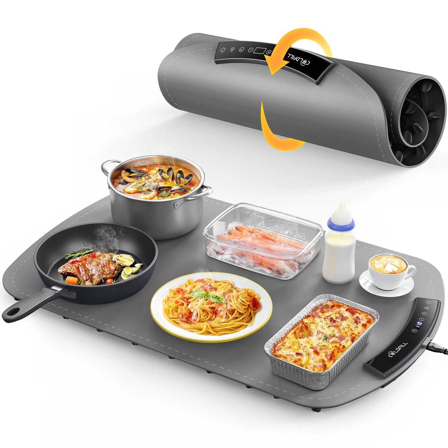Electric Warming Tray Eight Temperature Settings Foldable Portable