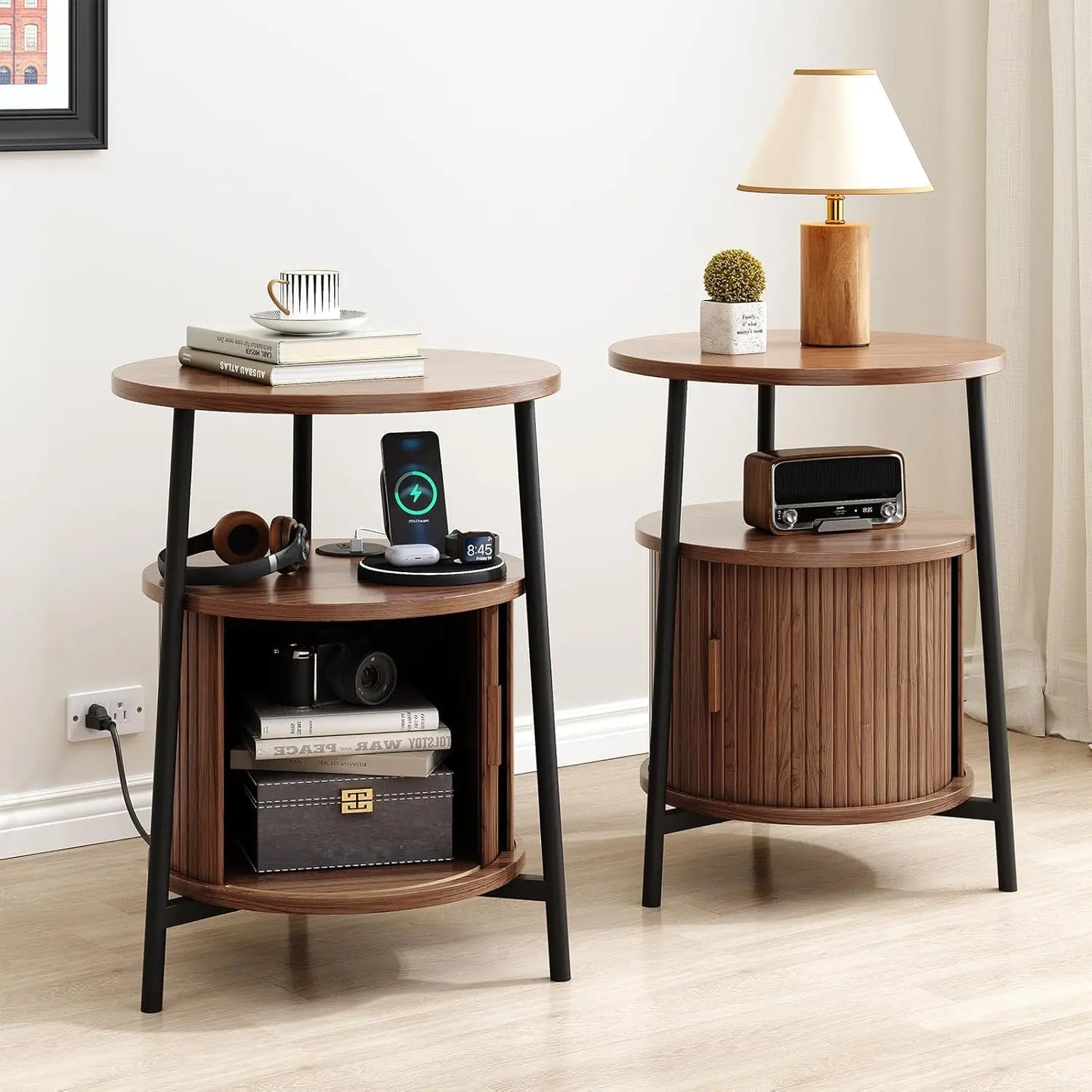 Onbrill Fluted Round End Tables Set Of 2