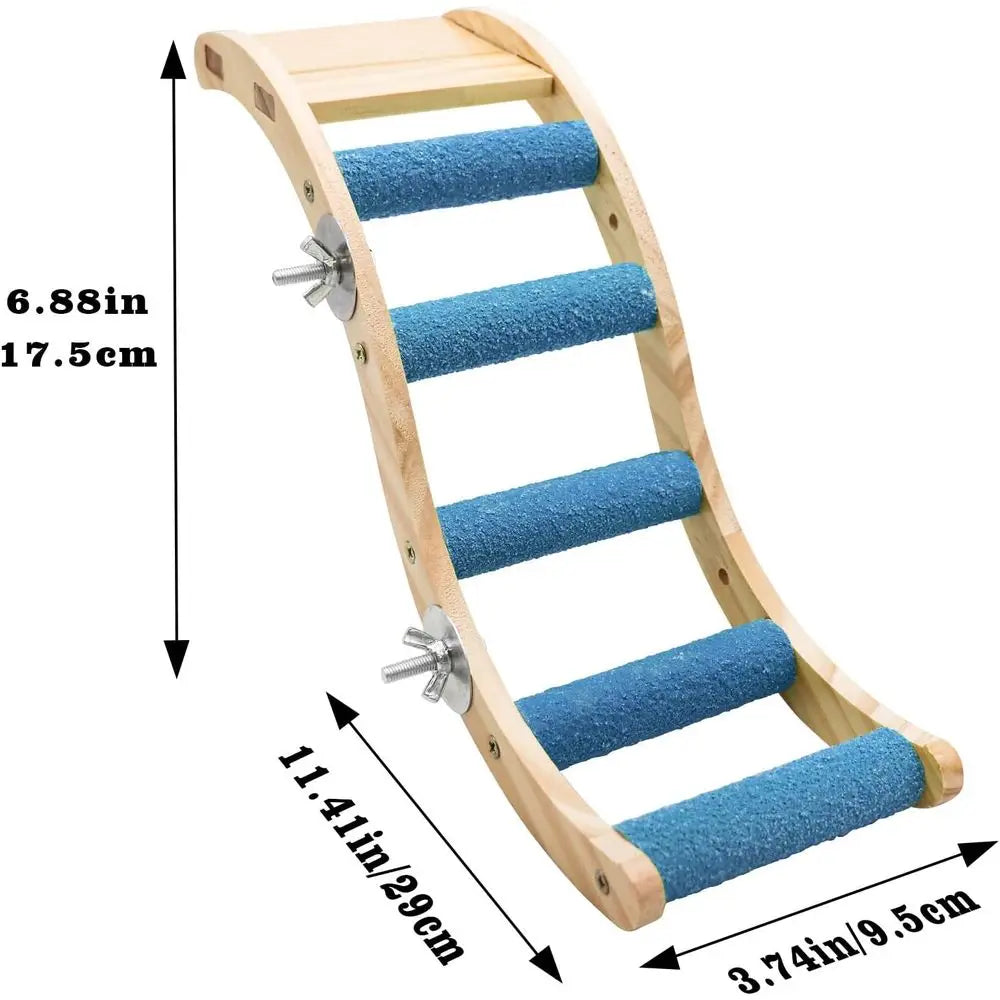 Wooden Bird Ladder Bridge Climbing Toy Parrots Hamsters