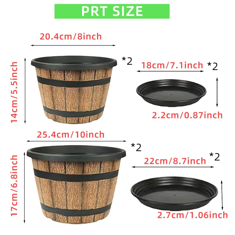 Indoor Resin Barrel Planter for Balcony and Home Office