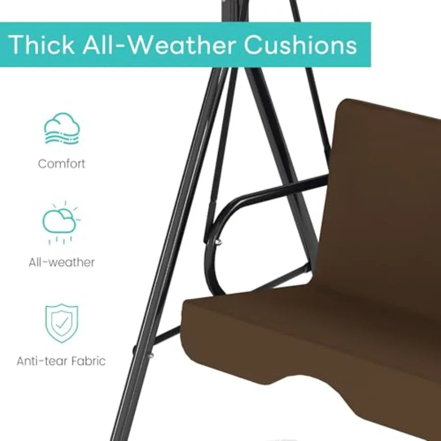 OLOEY Outdoor Patio Swing Chair With Adjustable Canopy And Heavy Duty Stand