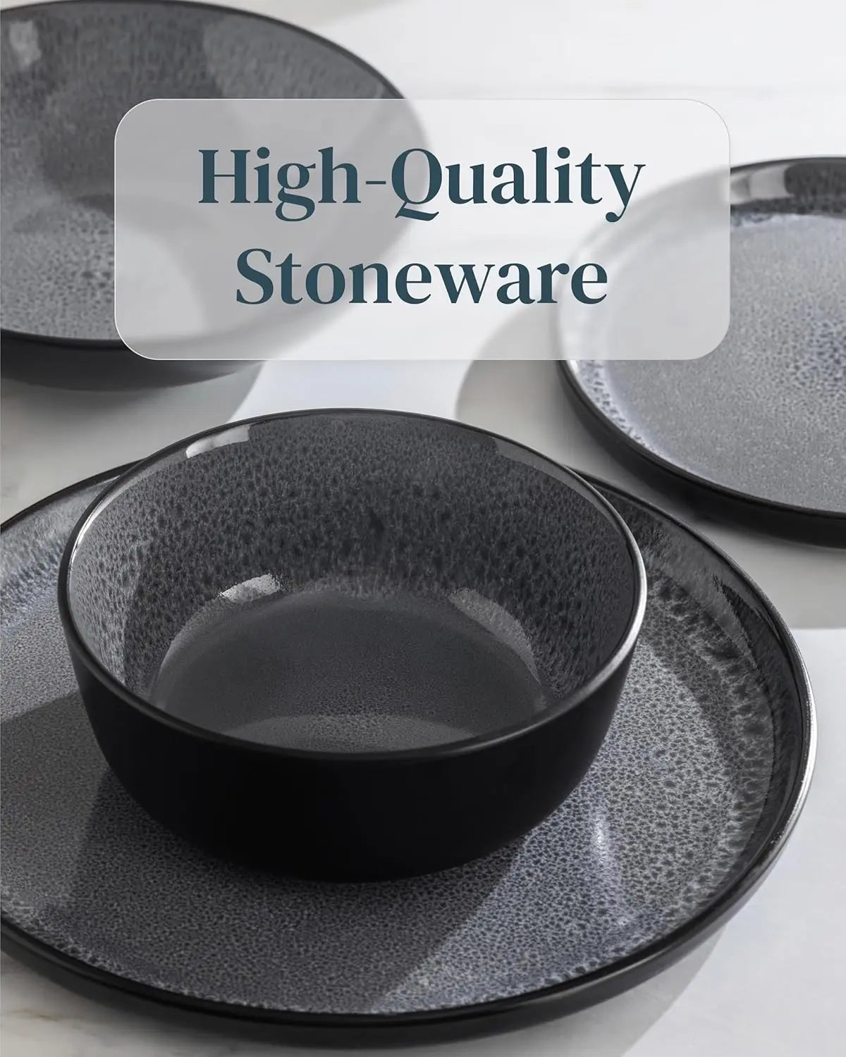 Stoneware Dinnerware Set for Eight, Dishwasher Safe