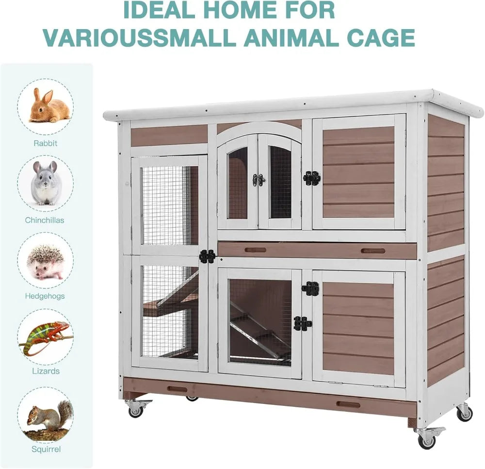 Rabbit Hutch Indoor Bunny House Guinea Pig Cage With Trays