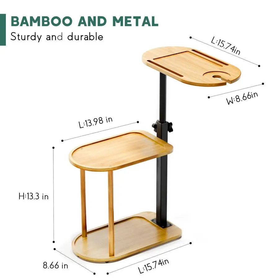 Freestanding Bamboo Bath Tub Tray Table Caddy Bathroom Organizer