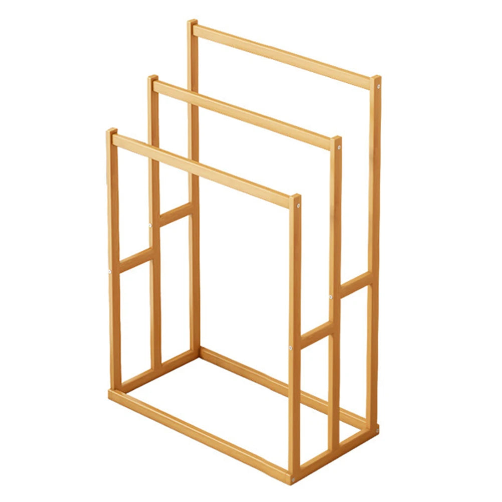 Wooden Three Tier Vertical Towel Rack Floor Freestanding