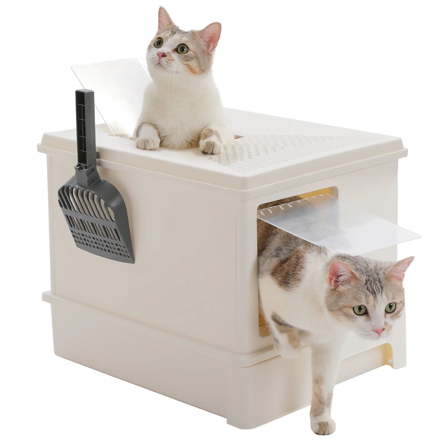 Enclosed Cat Litter Box With Scoop For Indoor Use