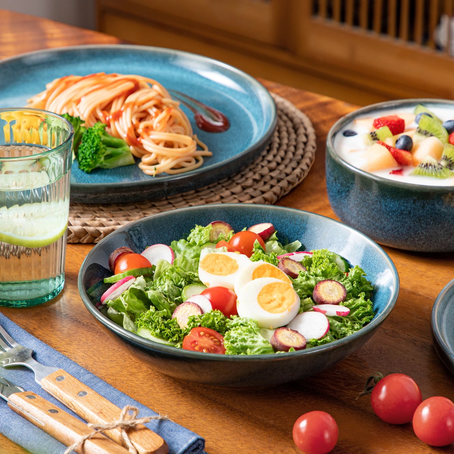 Malacasa Reactive Glaze Ceramic Dinner Set Tableware
