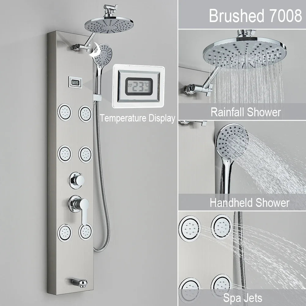 Suguword Shower Panel Faucet Fahrenheit Degree Display Spa Massage Jets