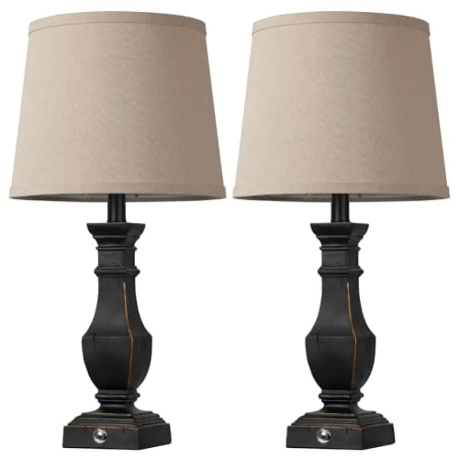 Dimmable Rustic Farmhouse Table Lamps Living Room Set Of 2