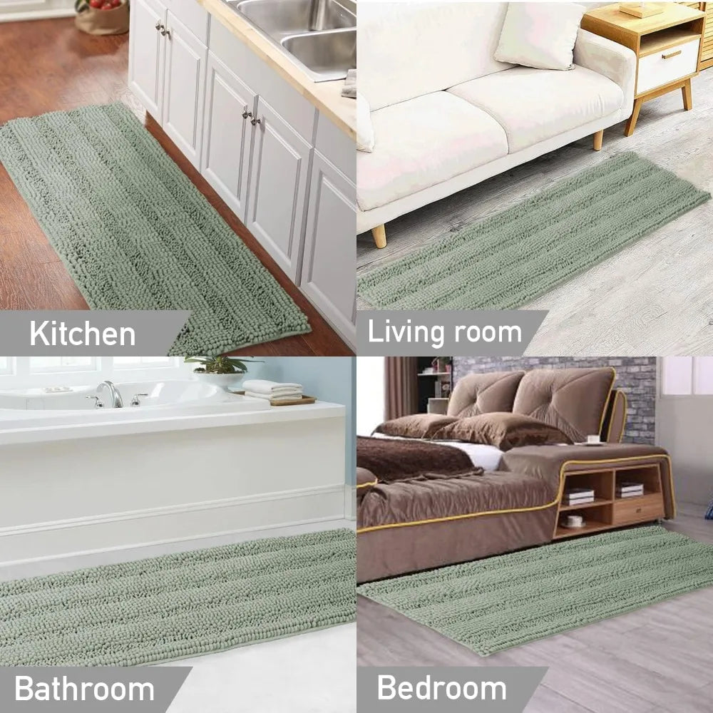 Ultra-Soft Chenille Bathroom Rug Non-Slip Mat Extra Absorbent Machine Washable
