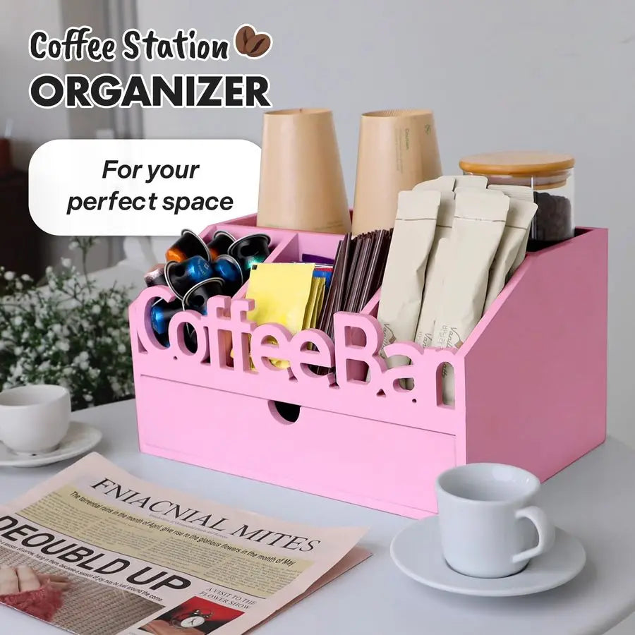 XMSJ Bar Organizer for Countertop Coffee Station With Drawer