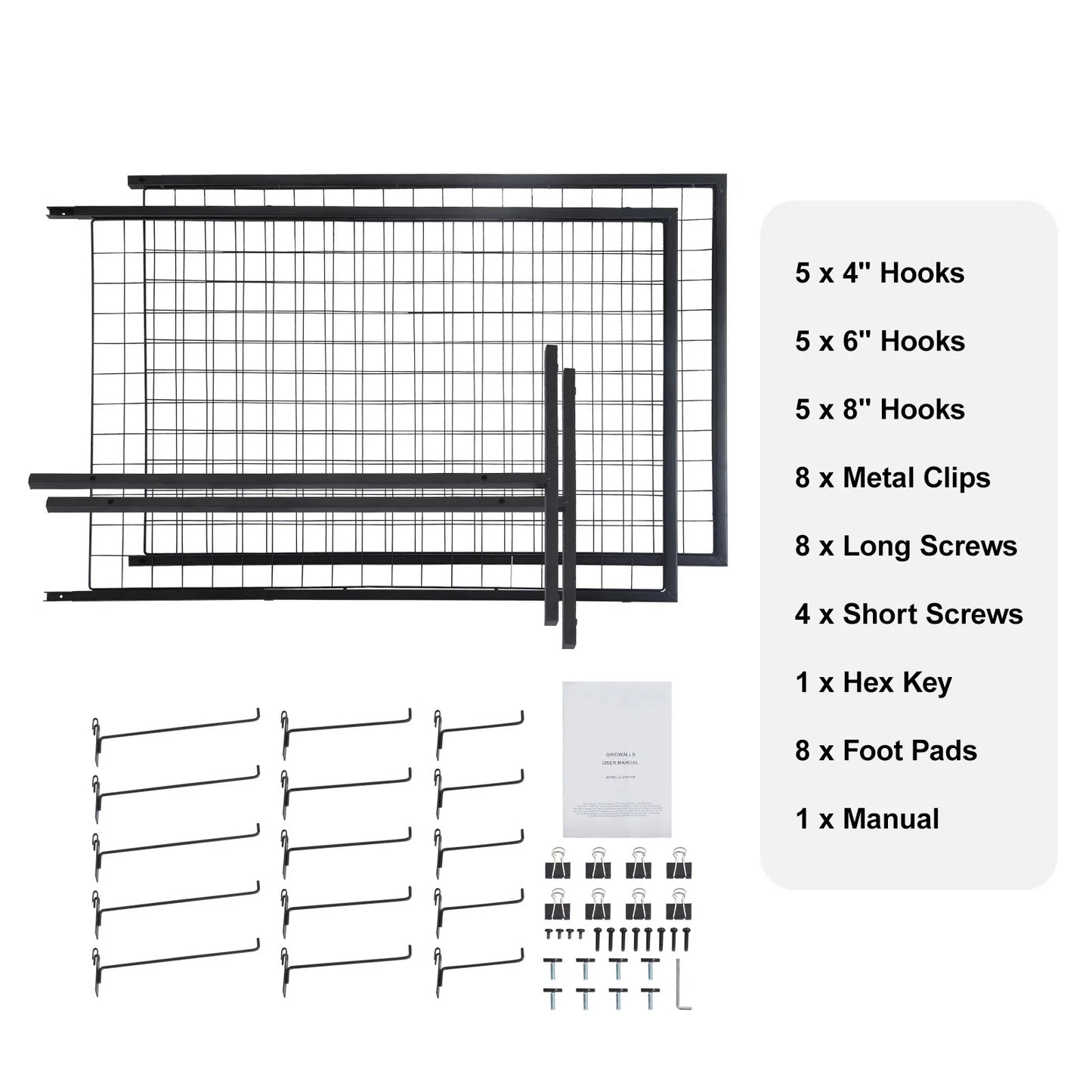 SucceBuy Double Sided Grid Wall Panels Display Racks With Hooks