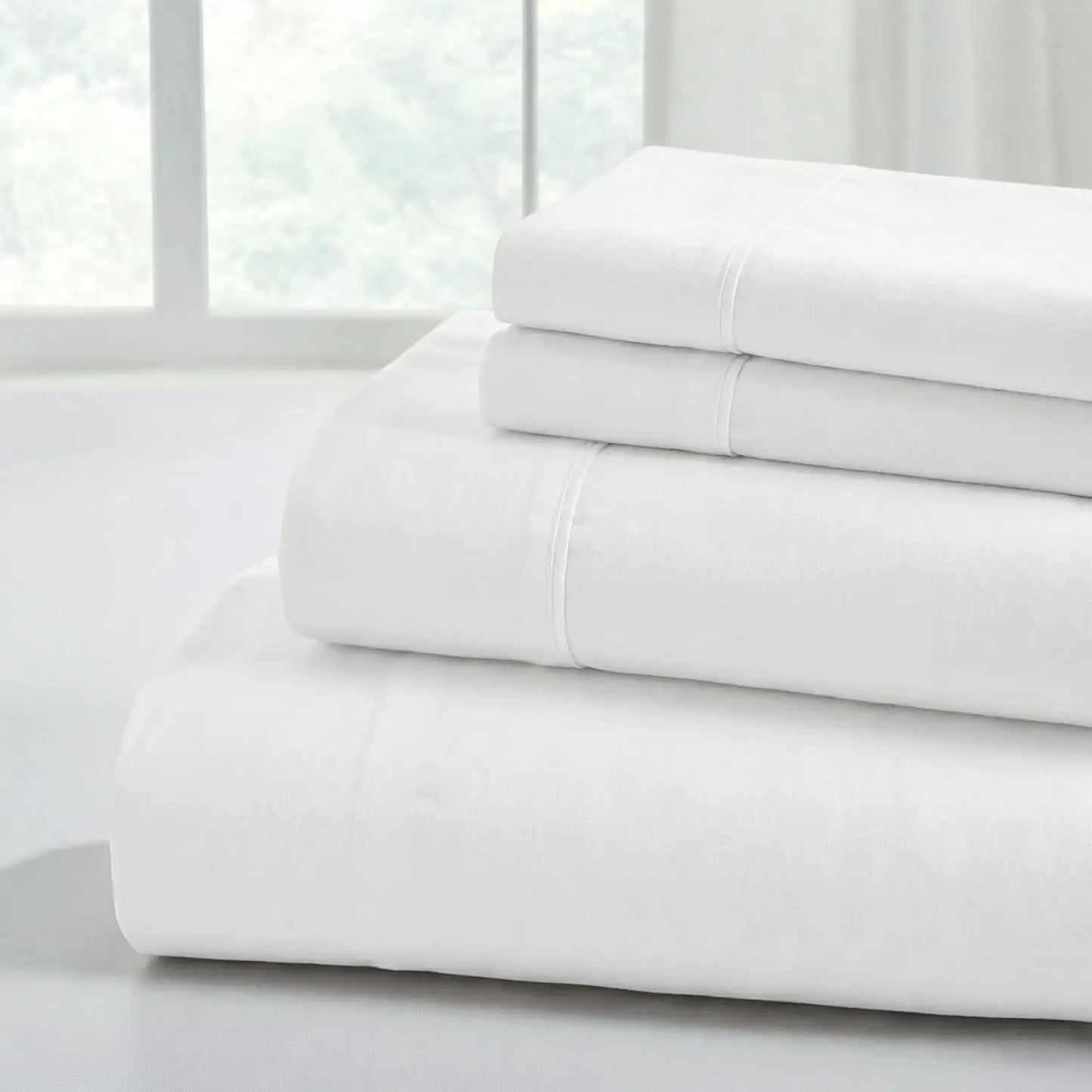 Silky Bamboo Fiber Bed Sheets Set With Flat And Fitted