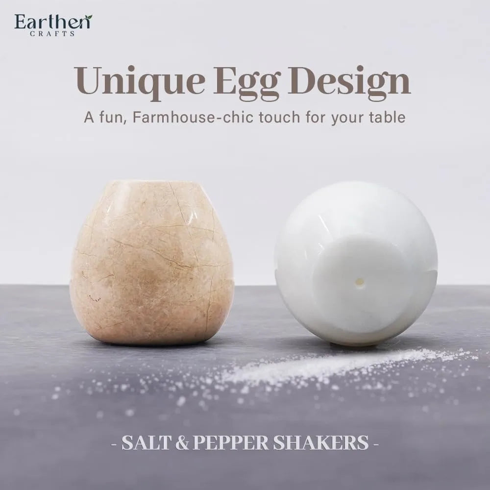 Handmade Marble Salt And Pepper Shakers Set Natural Stone Kitchen