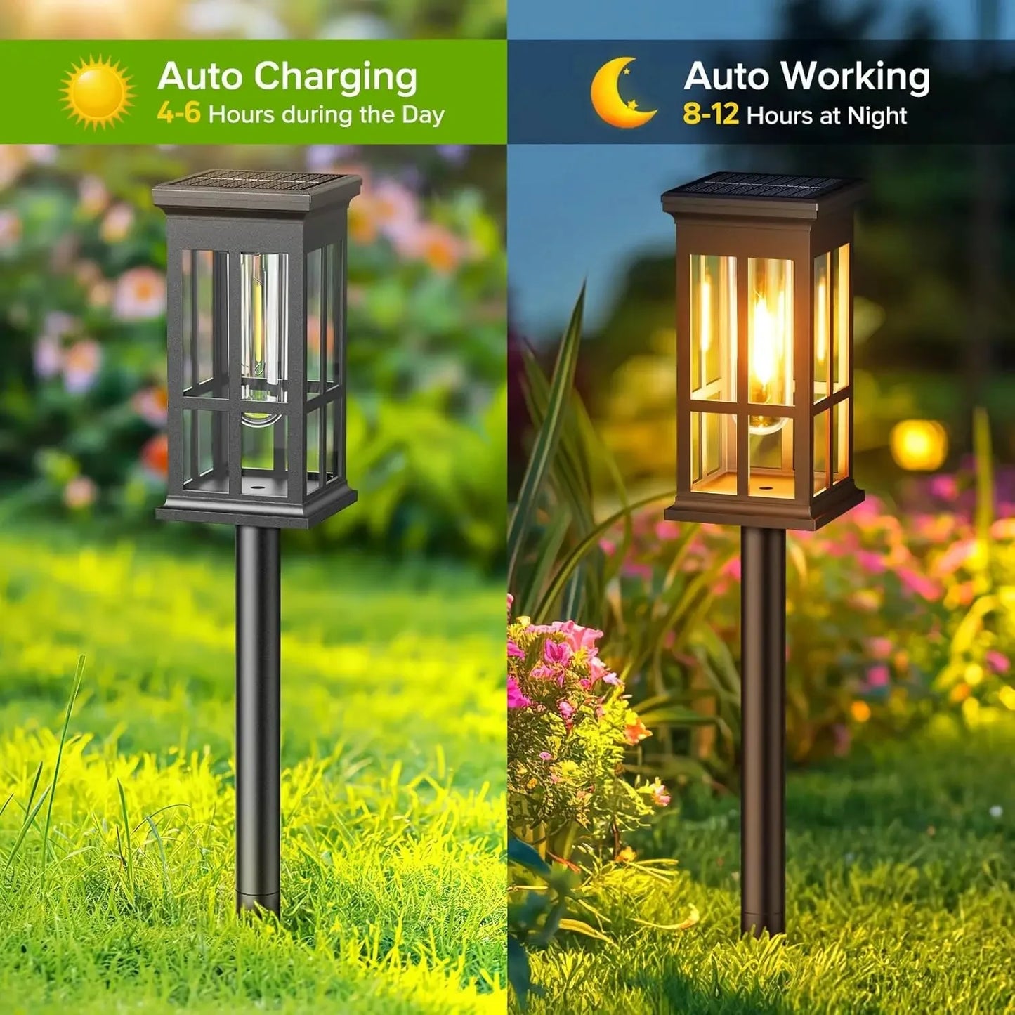 Solar Pathway Lights Outdoor LED Lamp IP65 Waterproof Garden