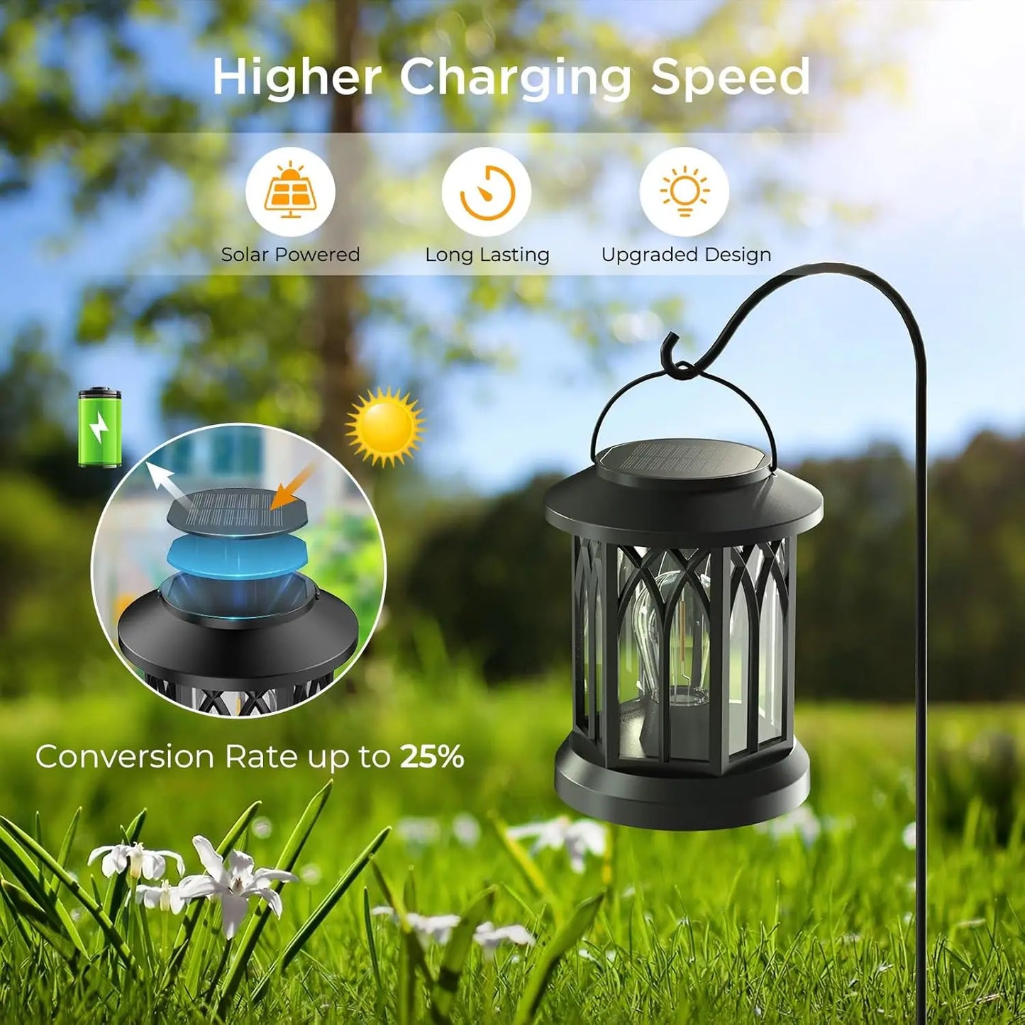 Solar Lantern Outdoor Lights Upgraded Waterproof Hanging Solar Powered Lantern