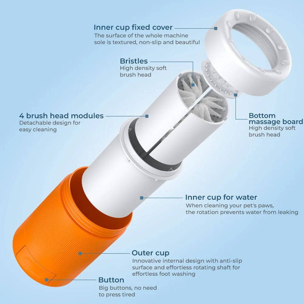 Portable Dog Paw Cleaner Cup With Soft Silicone Brush