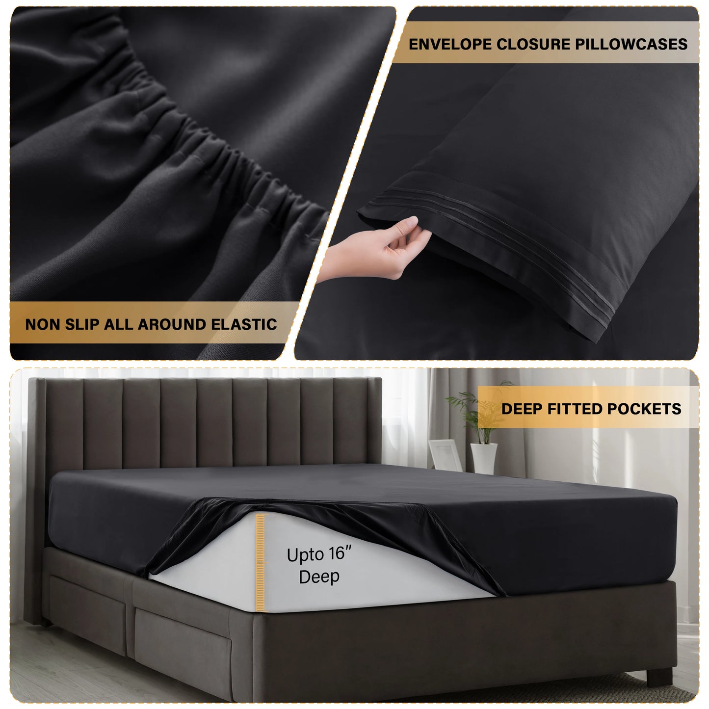 LDC Lux Decor Collection Solid Microfiber Sheet Set