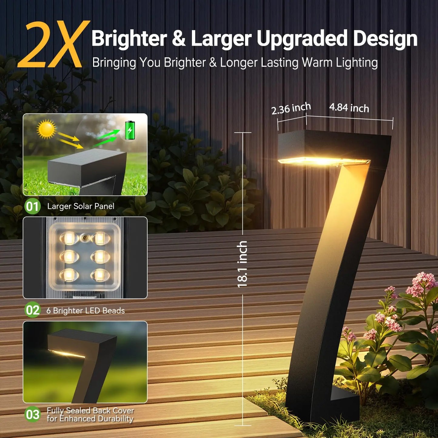 LED Solar Pathway Lights Outdoor IP65 Waterproof Garden Decor