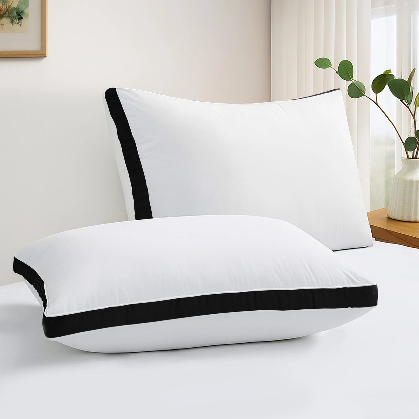 Gusseted Down Alternative Bed Pillows Set of 2 for Sleepers